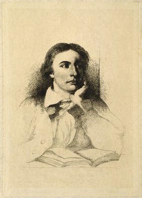 John Keats. Reproduction of etching after W. Hilton after J. Severn.