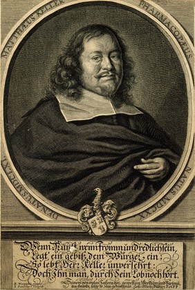 Matthaeus Keller. Line engraving by J. Sandrart after R. Werenfels.