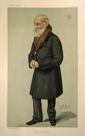 William Thomson, Baron Kelvin. Colour lithograph by Sir L. Ward [Spy], 1897.