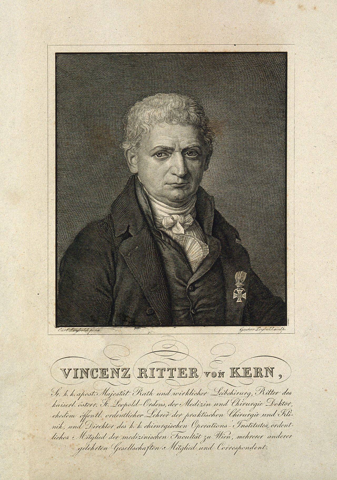 Vincenz Sebastian, Ritter von Kern. Line engraving by G. Leybold after C. Leybold., by Karl Jakob Theodor Leybold