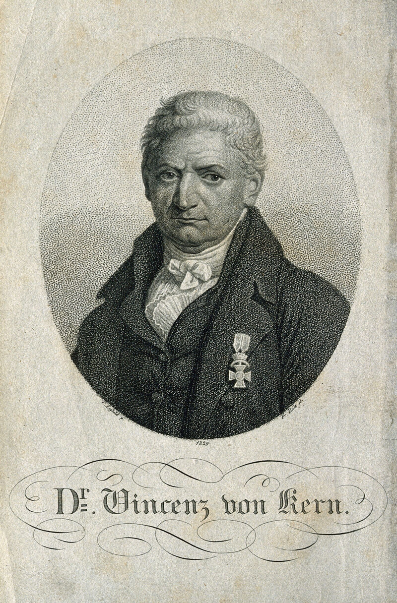 Vincenz Sebastian, Ritter von Kern. Stipple engraving by F. Bolt, 1829, after C. Leybold., 1829, by Karl Jakob Theodor Leybold