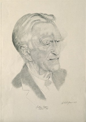 view Sir Geoffrey Langdon Keynes. Reproduction after a pencil drawing by G. Shaw, 1957.