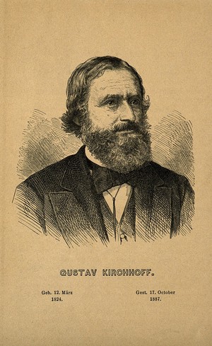 view Gustav Robert Kirchhoff. Wood engraving.