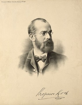 Robert Koch. Lithograph, 1891.