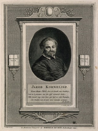 Jacob Kornelisz. Line engraving by J. C. Philips, 1743, after himself.