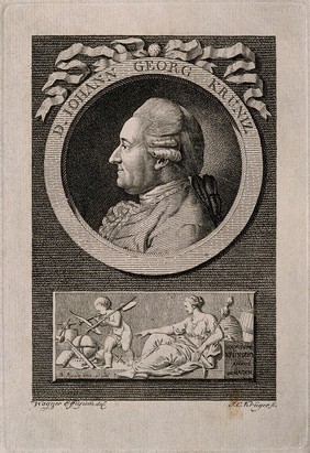 Johann Georg Kruenitz. Line engraving by J.C. Krüger after F.E. Wagner.