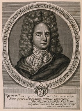 Erdmann Kupizius (Kupitz). Line engraving by A.C. Fleischmann after himself.