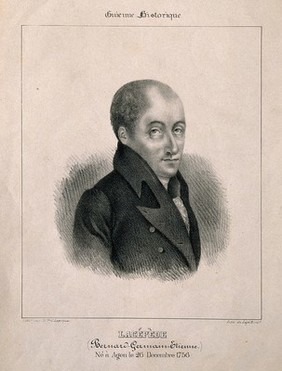 Bernard Germain Étienne de la Ville-sur-Illon, Comte de Lacépède. Lithograph by Mlle C. Laroque.