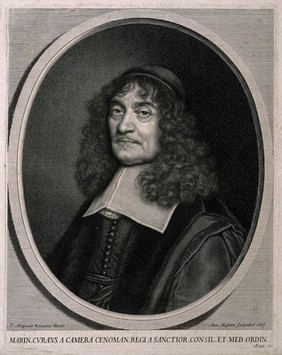 Marin Cureau de La Chambre. Line engraving by A. Masson, 1665, after P. Mignard.