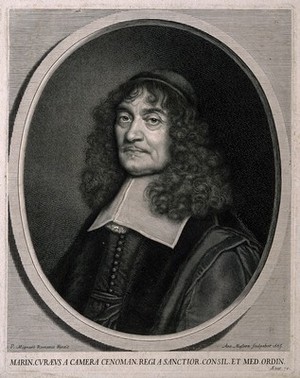 view Marin Cureau de La Chambre. Line engraving by A. Masson, 1665, after P. Mignard.