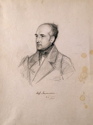 view Raffaelo Lambruschini. Pencil drawing by C. E. Liverati, 1841.