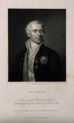 Pierre Simon, Marquis de Laplace. Stipple engraving by J. Posselwhite after J. C. Naigeon.