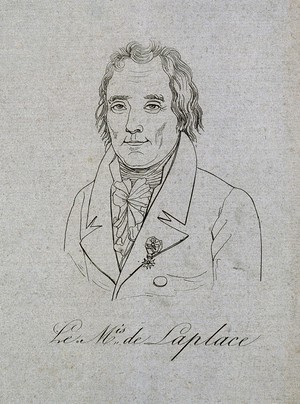 view Pierre Simon, Marquis de Laplace. Line engraving.