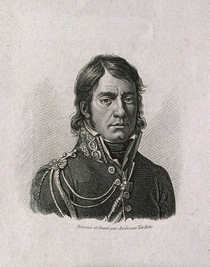 view Dominique Jean, Baron Larrey. Stipple engraving by A. Tardieu after himself.