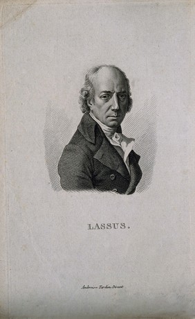 Pierre Lassus. Stipple engraving by Forestier [?].