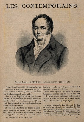 Pierre André Latreille. Wood engraving by F. B.