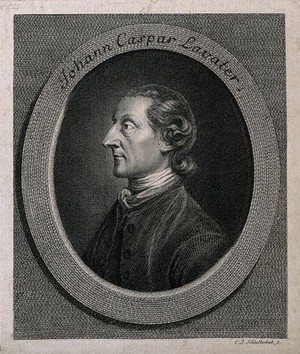 view Johann Caspar Lavater. Line engraving by C. J. Schlotterbeck.