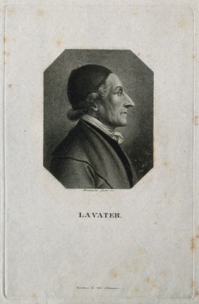 Johann Caspar Lavater. Line engraving by W. Bromley, 1789, after J. H. Lips [?].