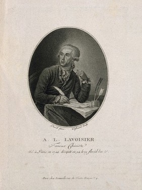 Antoine Laurent Lavoisier. Stipple engraving by J.J. Tassaert after J.L. David.