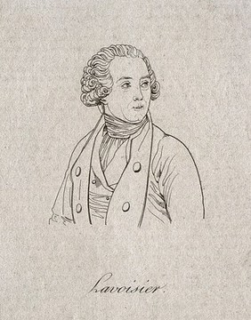 Antoine Laurent Lavoisier. Line engraving.