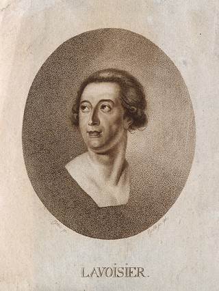 Antoine Laurent Lavoisier. Stipple engraving by J.F. Bolt, 1796, after Brea.