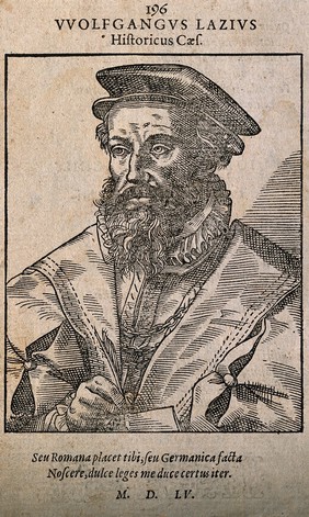 Wolfgang Lazius. Woodcut by T. Stimmer [?], 1590.