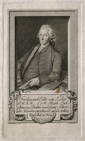 Ferdinand Joseph, Edler von Leber. Line engraving by J.E. Mansfeld after T. Kelbling.