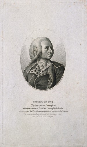 view Claude Nicolas Le Cat. Stipple engraving by A. Tardieu after himself after Thomiers.