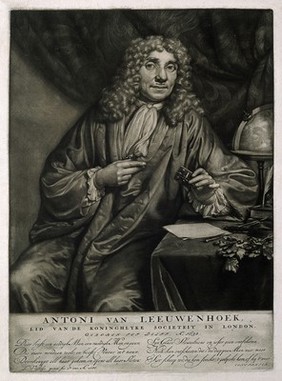 Antonius van Leeuwenhoek. Mezzotint by J. Verkolje, 1686, after himself.