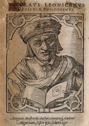 view Nicolaus Leonicenus. Woodcut by T. Stimmer [?], 1589.