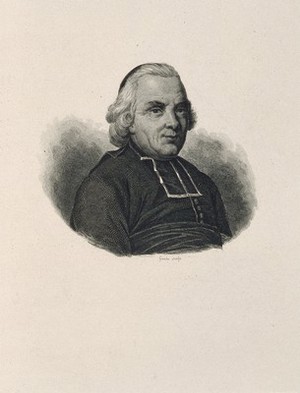 view Charles Michel, Abbé de l'Epée. Stipple engraving by F.S. Goulu.