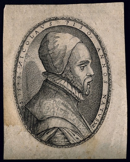 Nicolaus Le Pois [Lepois, Piso]. Engraving by P. Woeiriot de Bouzey, 1585.