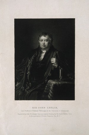 view Sir John Leslie. Line engraving by J. Horsburgh after Sir D. Wilkie, 1834.