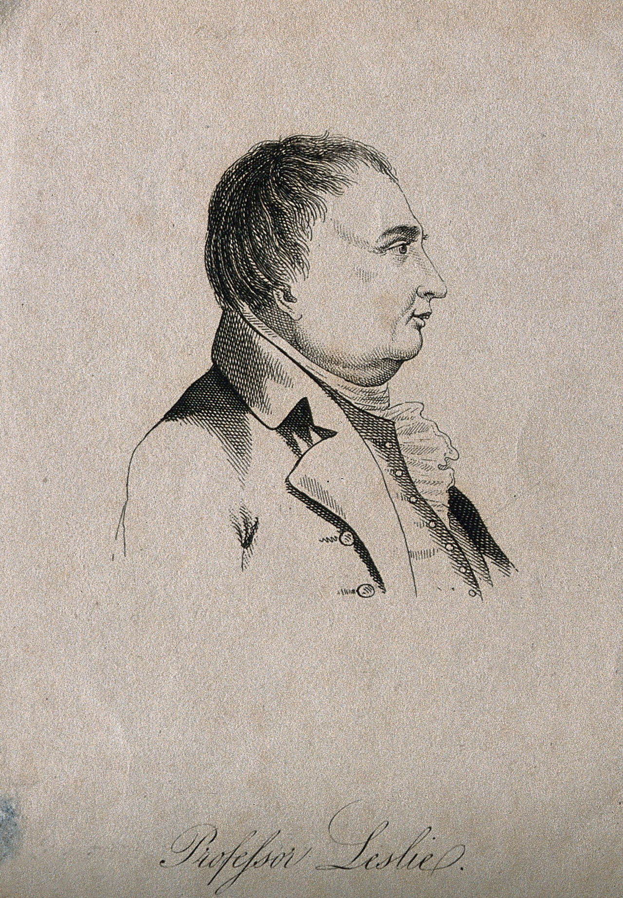 Sir John Leslie. Line engraving by W. Wastle, 1819, after P. Morris (J.G. Lockhart)., by John Gibson Lockhart