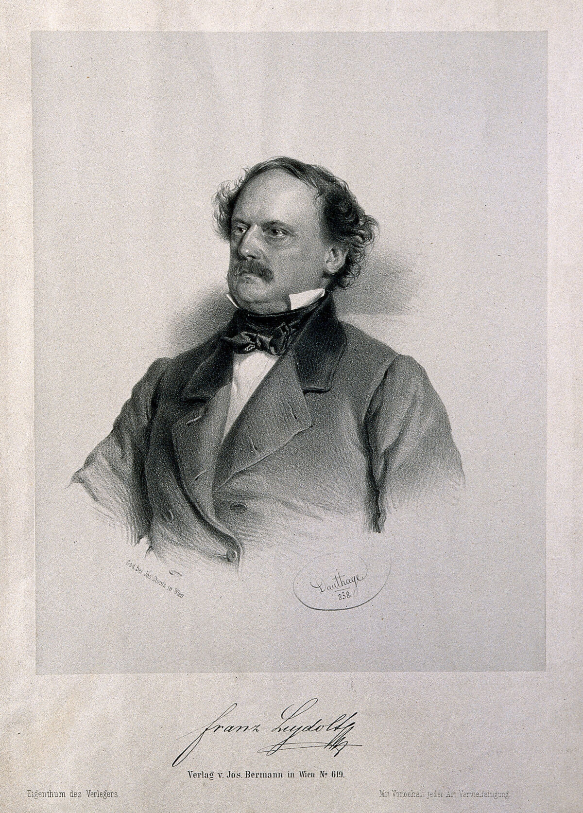 Franz Leydolt. Lithograph by A. Dauthage, 1858., 1858, by Adolf Dauthage