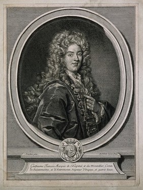 Guillaume François Antoine, Marquis de L'Hospital. Line engraving by G. Edelinck, ca. 1695, after N. Foucher (Fouché).