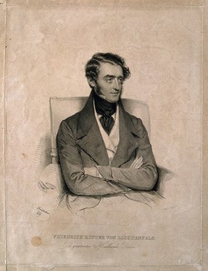 view Friedrich, Ritter von Lichtenfels. Lithograph by J. Kriehuber, 1839.