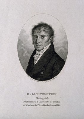 Martin Heinrich Karl Lichtenstein. Stipple engraving by A. Tardieu after L. Buchhorn.