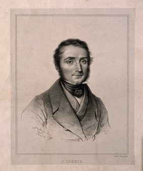 Justus von Liebig. Lithograph by J. Boilly, 1837.