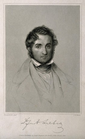 Justus von Liebig. Stipple engraving by J. B. Hunt, 1845, after W. Trautschold, 1840.