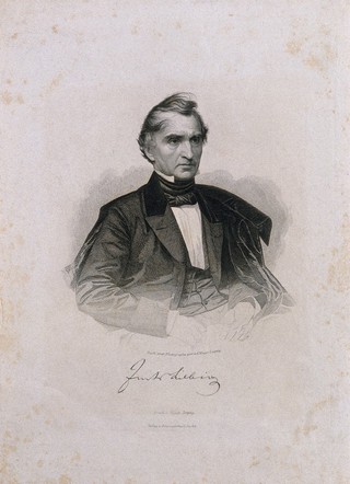 Justus von Liebig. Line engraving by A. Weger.