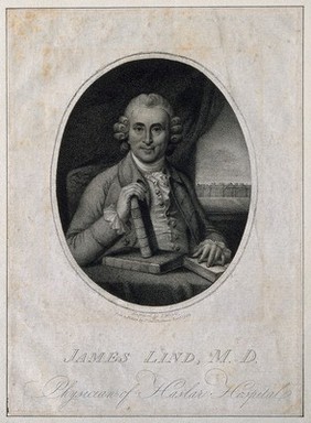 James Lind. Stipple engraving by J. Wright after Sir G. Chalmers, 1783.