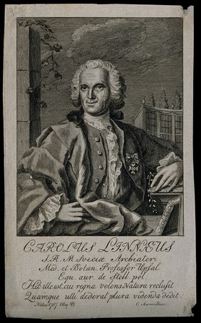 Carolus Linnaeus. Line engraving after G. Lundberg, 1751.