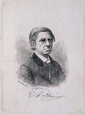 Maximilien Paul Emile Littré. Etching by H. Chapuis.