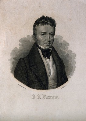 Joseph Johann Littrow. Line engraving by H. Pinhas after Kriehuber.