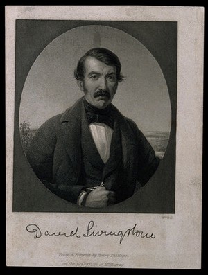 view David Livingstone. Stipple engraving by W. Holl after H. Phillips.