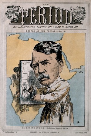 view David Livingstone. Coloured wood engraving, 1870.