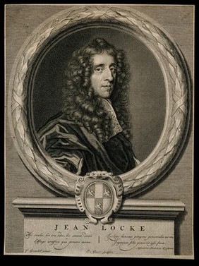 John Locke. Line engraving by P. van Gunst after J. Greenhill, 1672.