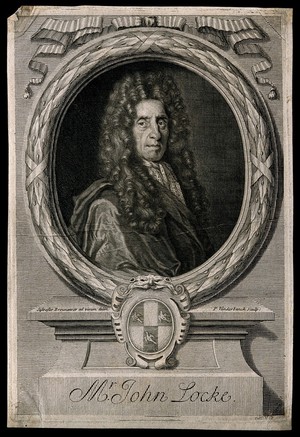 view John Locke. Line engraving by J. Nutting after S. Brownover.