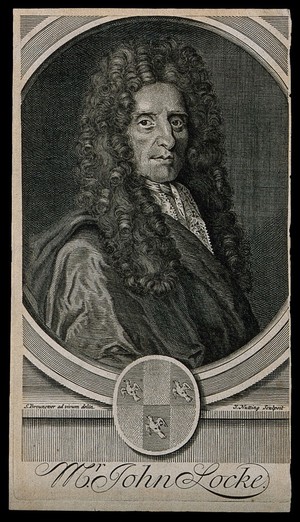 view John Locke. Line engraving by P. Vanderbank, 1694, after S. Brownover.